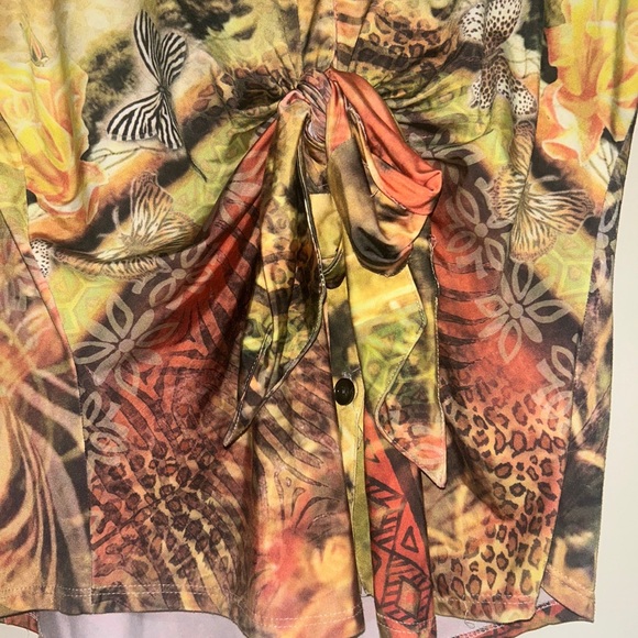 BOHO CHIC Y2K STYLE FRONT KNOT BUTTON DOWN WOMAN'S TOP SIZE Large - Picture 4 of 8